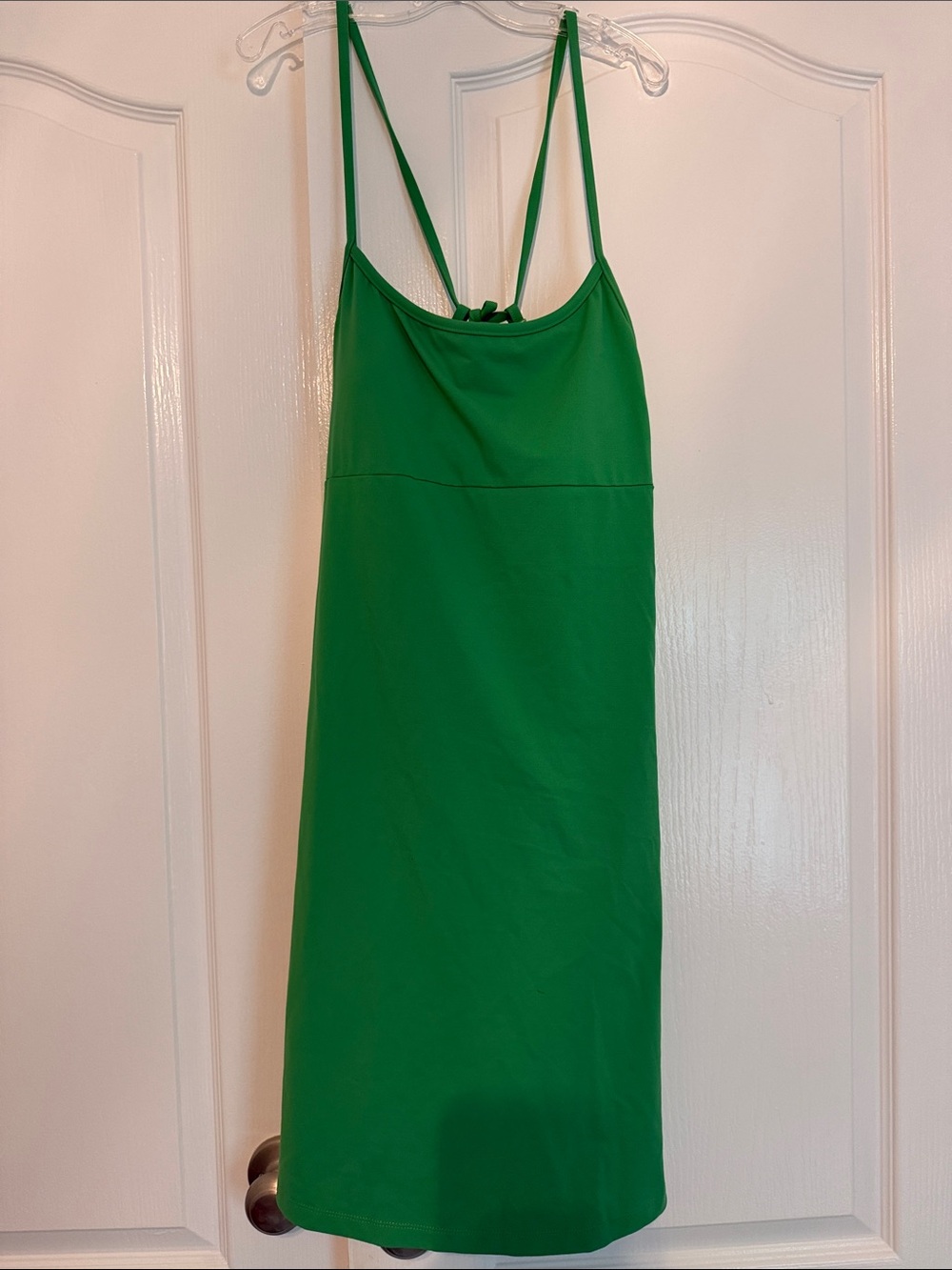 Athleta Size Med Green Spaghetti adjustable Strap built in bra athletic dress